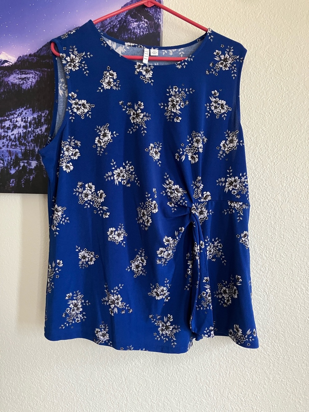 Elle Royal Blue Floral Tie-Detail Sleeveless Tank